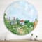 Designart - White House With Red Roof In The Countryside - Traditional Metal Circle Wall Art